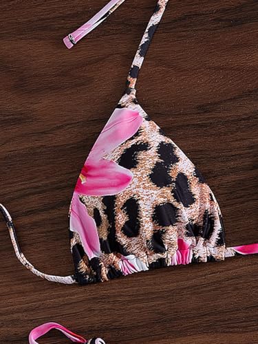 Image of Tainehs Women's Sexy Halter Thong Bikini Tie Two Sides Bottom Triangle Bikini Swimsuits
