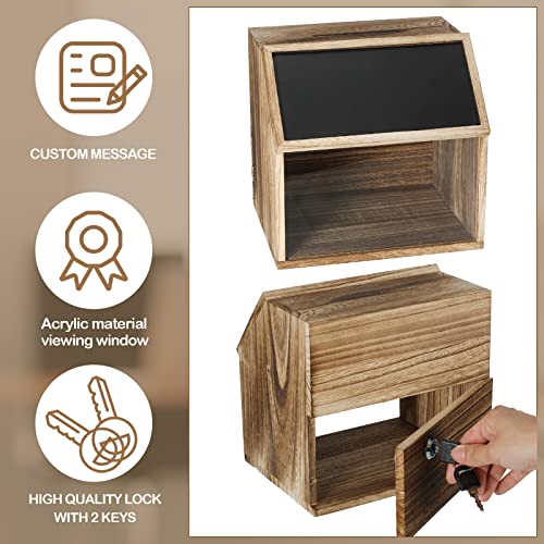 Qunclay Solid Wood Locking Suggestion Box With Chalkboard And Lock, Tip Jar Donation Box Ballot Box Wood Lockable Suggestion Box For Suggestion, Donation, Ballot, Tip, Comment (Retro Color) #TOP2