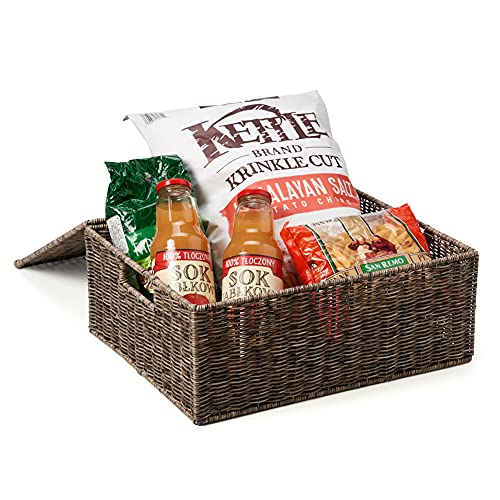 Ezoware Set Of 4 Pp Resin Woven Baskets With Lid, Lidded Decorative Storage Organizer Bins With Handles - Natural Gray #TOP7