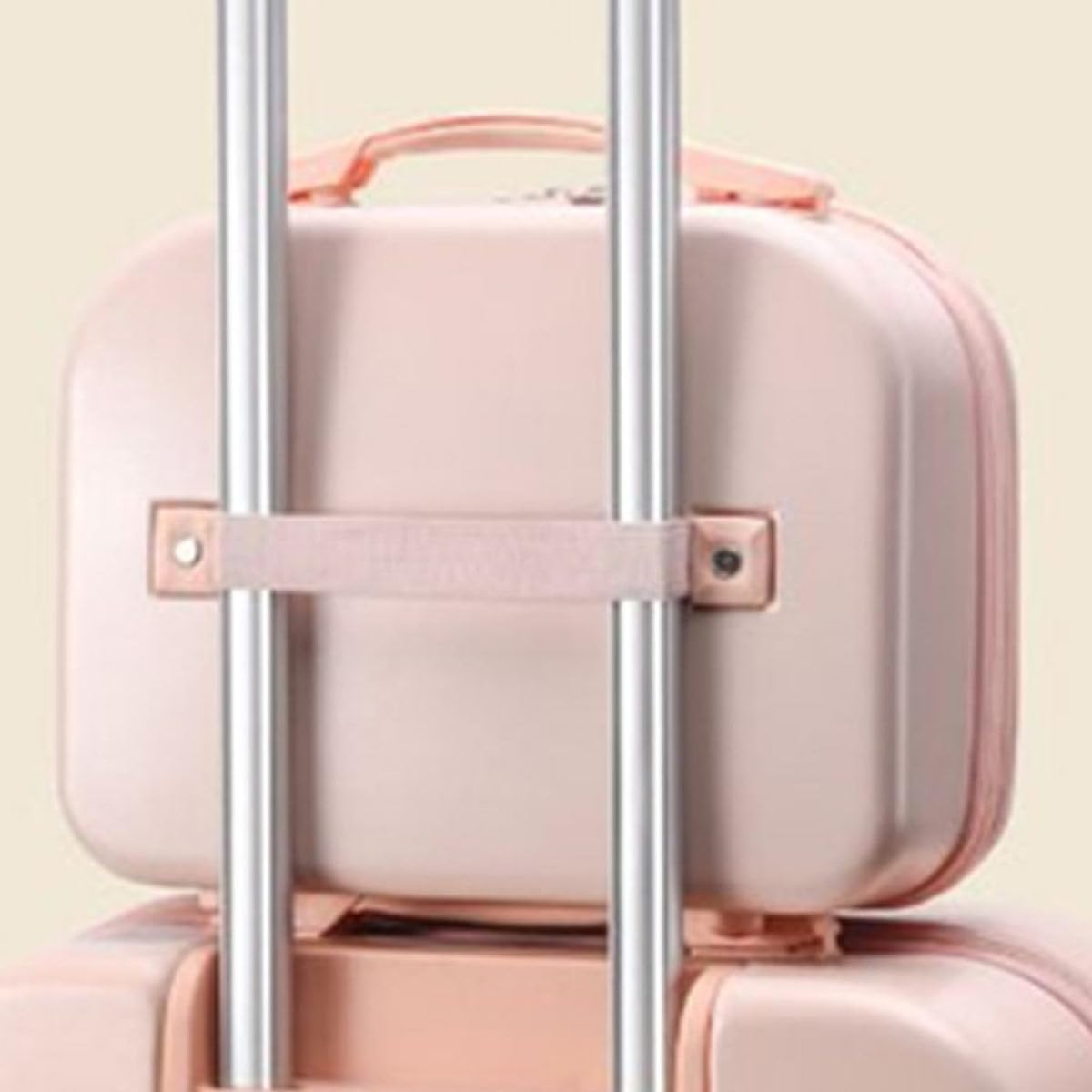 SOLUSTRE Leichte Kosmetiktasche aus Abs für Damen Tragbarer Schminkkoffer mit Aufhängehaken für Reisen und Ausflüge Kompakter Make Up Organizer in Rosa