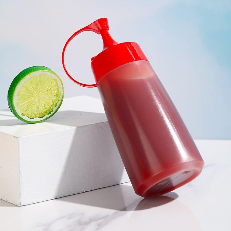 Image of Plastic Squeeze Bottle with Hook Top, Clear Plastic Sauce Bottle, BPA-Free Ketchup Bottle, Condiment Dispenser Mustard Sauce Bottle, Food Liquid Seasoning Container, Reusable Ketchup Bottle (300 ml)