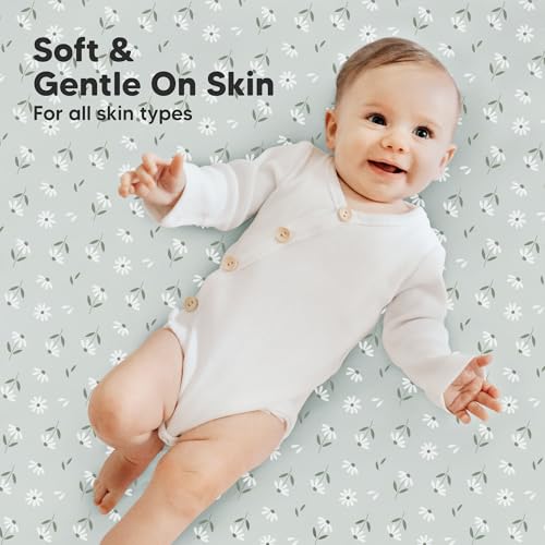 Image of 2-Pack Mini Crib Sheets Fitted, 38x26 Pack N Play Mattress Sheets (Daisies) | Organic Cotton Sheets for Pack and Play Mattress, Soft, Breathable Playard Bedding Sheet, Mini Toddler Bed Cover, Boys, Girls