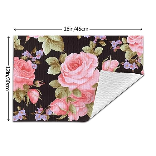 Sets de table en PVC résistant à la chaleur motif rose lavable - 5