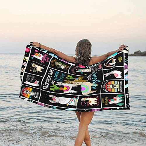 Fxxwjp Llama Beach Towel Microfiber Sand Free Beach Towels Oversized Quick Dry Bath Towels Pool Swim Towels Travel Beach Blanket For Kids Adults Beach Vacation Essentials 32X 52 In #TOP4
