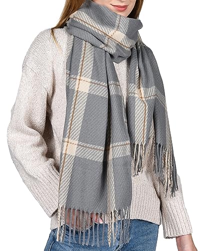 FURTALK Winter Scarf for Women Shawl Soft Tassel Plaid Large