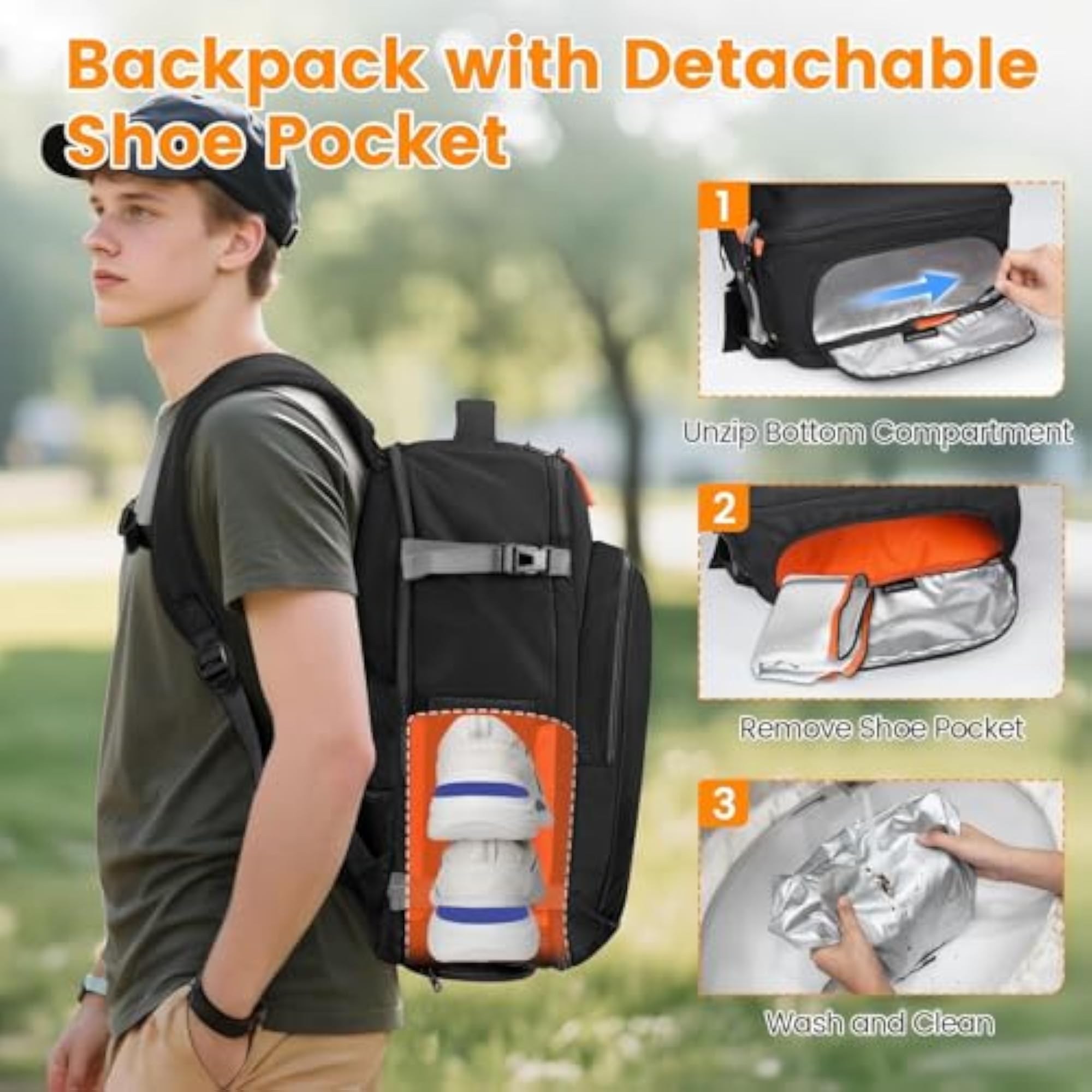 Travel Backpack, Black, 17.3 inch, Versatile Design