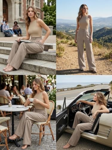 Image of Leriya Fashion Women Relaxed Fit Wide Leg Trousers | Malai Cottage Clip Closure Wide Leg Pants for Women | Casual Straight Lounge Pants with Pockets | Stylish Everyday Office Outfit Bottom Pant
