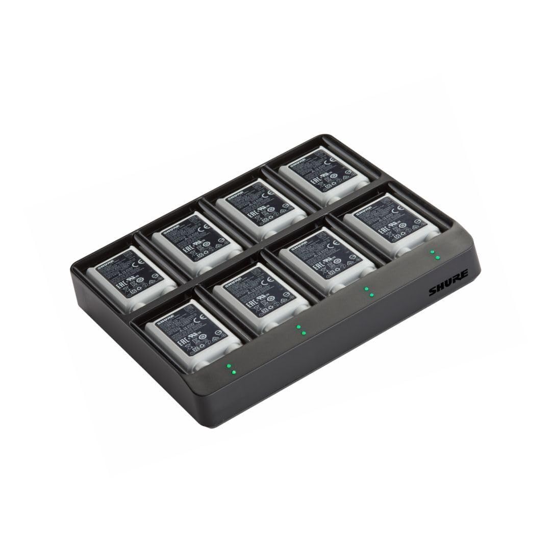 Shure SBC80-903 8-Bay Battery Charger for SB903 Rechargeable Batteries for SLX-D Wireless Microphone System Transmitters (SBC80-903-US)