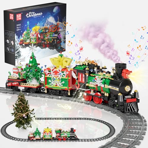 Mould King 12012s Weihnachten Klemmbausteine Zug Ferngesteuert Weihnachtszug Elektrisch Dampflokomotive Bausteine Mit Licht Musik Weihnachts Geschenke Für Ab 14 Jahren(1457 Teile)