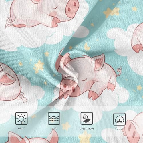 Wusikd Pink Piglets Sleeping Girls' Underwear Cotton Clouds Stars Girls Briefs Soft Toddler Underwear 2T3