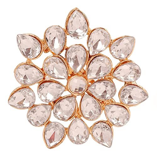 Image of Touchstone Indian Bollywood Handcrafted Designer Jewelry Brooch Lapel Pin in Gold Or Silver Tone for Women.