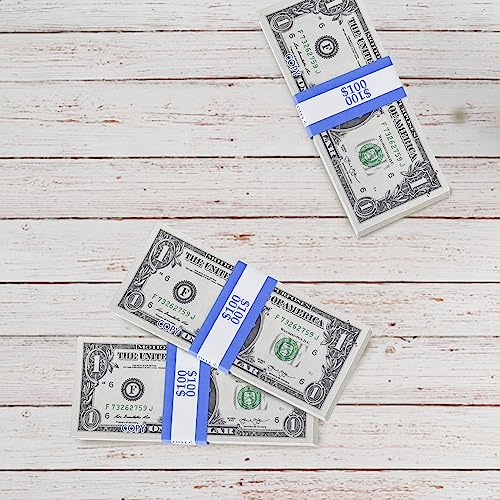 Currency Straps – Bill Wrappers, Money Bands To Organize Bills, Aba Standard Colors, Self-Adhesive, 7.5 X 1.15 Inches ($100 / Blue) #TOP6