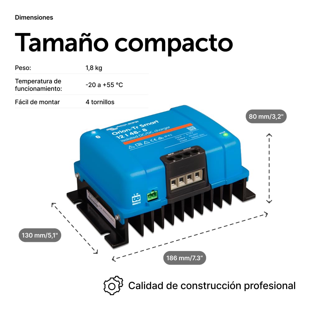 Victron Energy Orion-TR Smart 12/48-Voltios 8 amperios 380-Vatios Cargador CC/CC Aislado (Bluetooth)