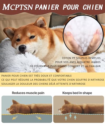 Puppy Love Hundebett, Katzenkorb für Hunde, ausziehbar, beruhigendes Hundekissen, waschbar, bequemes Bett für kleine mittelgroße und große Hunde, weich und flauschig (Ø50 cm, Rot)