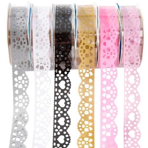 SOFPLATE 6 Rouleau de Ruban Adhésif en Dentelle pour Scrapbooking Décoration Washi Masquage Cadre Photo pour Scrapbooking Fabrication de Cartes Agenda Mariage