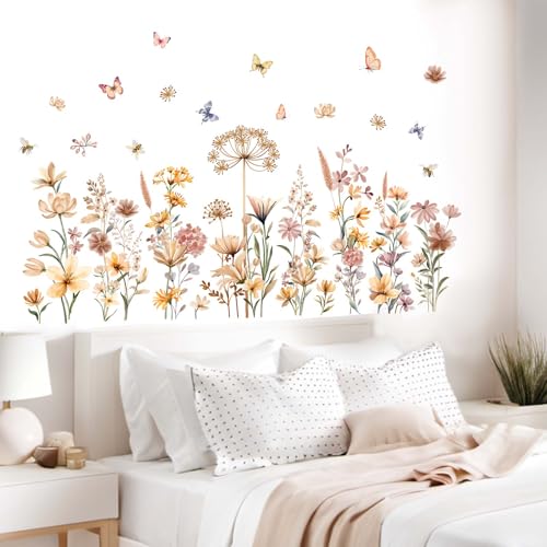 Vinilos decorativos Boho Floral para pared 44x27 in