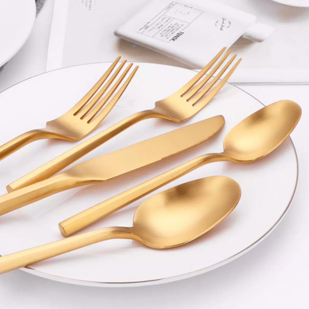 Couteau Fourchette cuillère 5 pièces Ensemble de Couverts en Acier Inoxydable Ensemble d'argenterie Miroir Poli Fourchette cuillère Ensemble Ensemble de Vaisselle Portable