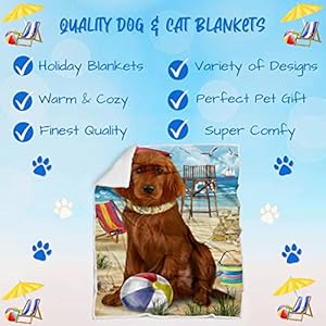   Pet-Friendly-Beach-Irish-Red-Setter-Dog-Blanket-Lightweight-Super-Soft-Cozy-and-Durable-Bed-Blanket-Animal-Theme-Fuzzy-Blanket-for-Sofa-Bed-Couch-BLNKT56206-50x60-Woven