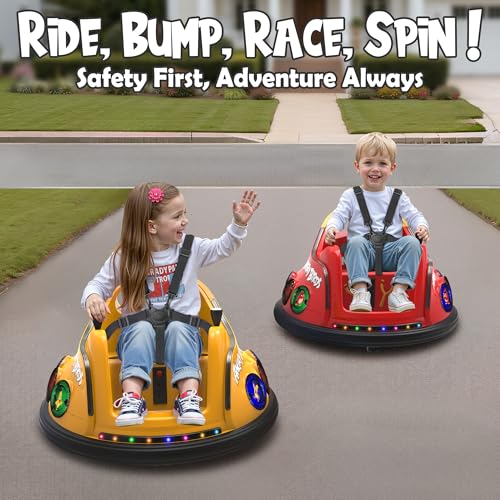 Image of ANPABO 12V Bumper Car for Kids, w /Remote Control, 360 Spin, Yellow