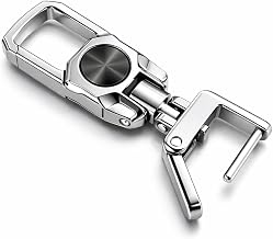 BLUE BEADS Metal Keychain with Swivel Clip and Logo Plate, Mat Finish, Heavy Duty Key Ring Holder Premium 360° Rotating Metal Car Keychain for Men