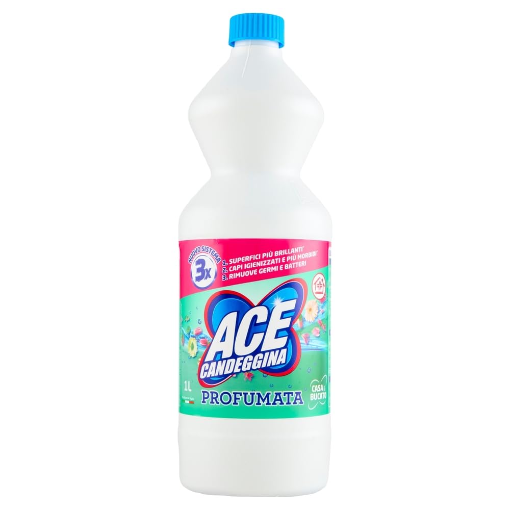 4x Ace Duftendes Bleichmittel Candeggina Profumata - Bleiche für Oberflächen und Wäsche 1000ml + Beni Culinari Kostenloser Schlüsselanhänger