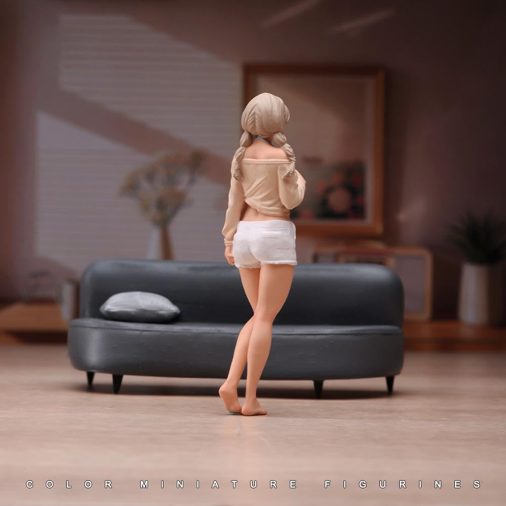 Figura Ragazza Modello Miniatura Personaggio Collezionabile Decorazione Diorama Resina Lavorata a Mano Adatta a Scenari Paesaggistici Micro