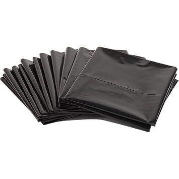 Black Plastic LDPE Bags | 29 inch. x 26 inch. x 225 gauge (Width x Length x Height) | 10 Pieces | Black Colour | Virgin Quality | Reusable Recyclable Food-Grade Multipurpose-Pouches|