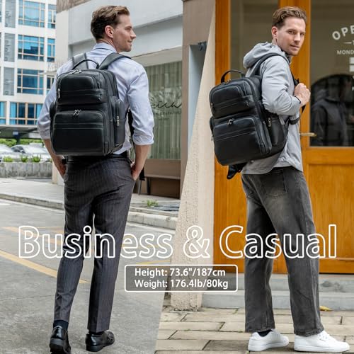 TIDING Genuine Leather Backpack 15.6