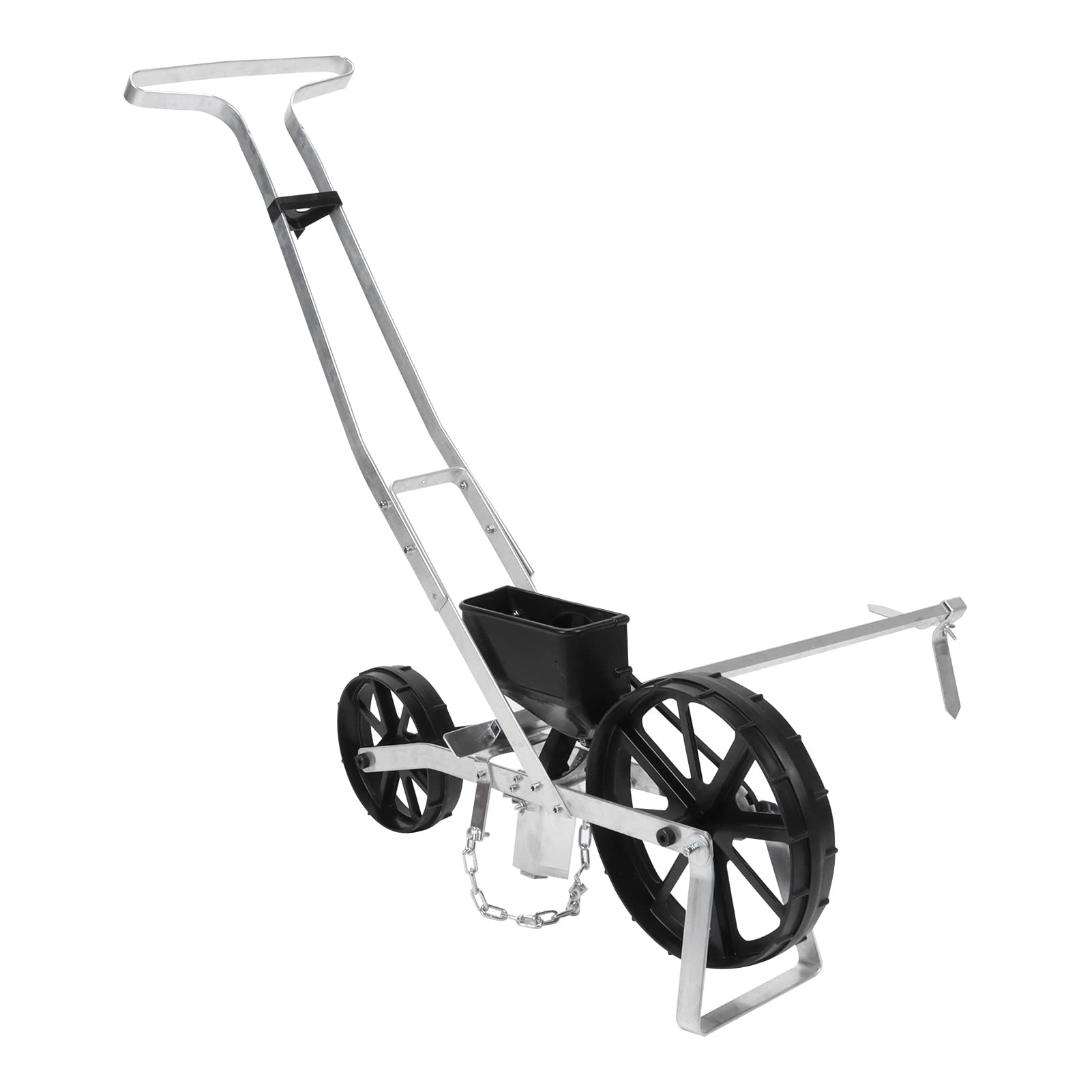 Generic Siewnik Ogrodowy Regulowana Sadzarka Rzędowa Trwały Ręczny Siewnik Pchany do Ogrodów Warzywnych Aluminium 95x80x18cm