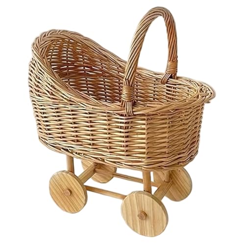 Artigianato naturale e artigianale: questo affascinante cestino per carretto è meticolosamente intrecciato a mano in vimini naturale e presenta ruote in legno lisce, che forniscono un tocco rustico ma elegante al tuo spazio.