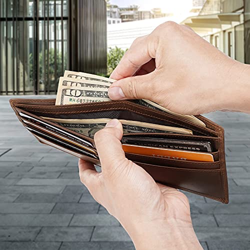 POLARE ORIGINAL Men's RFID Blocking Vintage Italian Genuine Leather Slim Bifold Wallet Handmade3