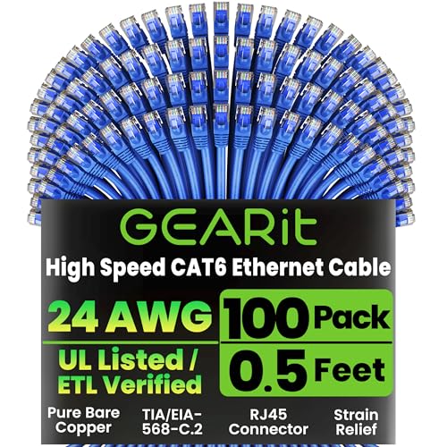 Cables Patch Cat 6 0.5 ft Azul Pack x100 miniatura 1