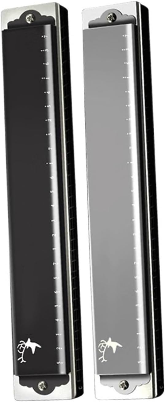 初心者と大人のための24穴ポリフォニックハーモニカBKとシルバーCキーとその他のトーン ハーモニカ(Black,CKey)