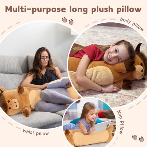 Tezituor 43" Highland Cow Stuffed Animal, Long Cow Body Pillow Gift for Kid by Tezituor - Used condition - Image 5