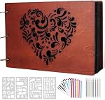Scrapbook Photo Album-Wooden Scrap Book Photo Album 50 Sheets/100 Pages, DIY Self-Adhesive Memories Photo Scrapbooking with Accessories for Wedding, Baby Growth, Gift for Newlyweds, Anniversary | Premium Wooden Photo Album Anniversary Scrapbook with