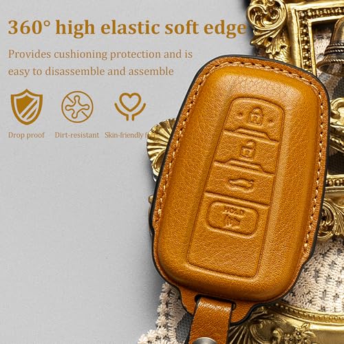 Image of for Toyota Key fob Cover Leather car Key case Avalon Camry TRD Corolla Highlander Prius Prime RAV4 Prime CHR Accessories