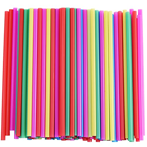 Image of ALINK 100 Pcs Plastic Smoothie Straws, 8mm Wide Colorful Disposable Straws | BPA Free, Food Grade, 5 Bright Colors 8.5-Inch Drinking Straws for Milkshakes, Slushes, Iced Drinks, Parties and Cafes