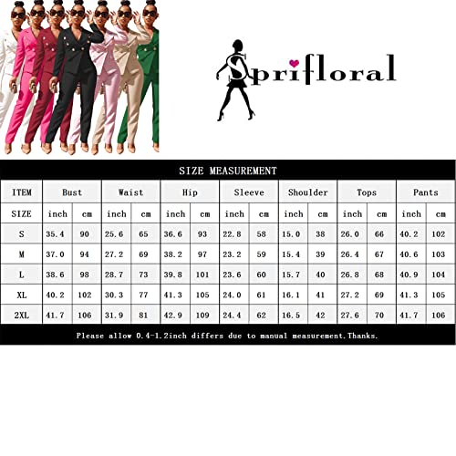 Women 2 Piece Outfits Suits Set Long Sleeve Button Blazer High Waisted Pants Jumpsuit For Business Work Burgundy M #TOP5