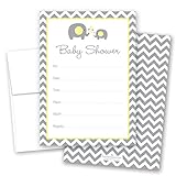 24 Cnt Yellow Elephant Baby Shower Fill-in Invitations
