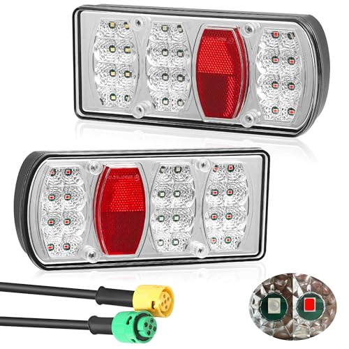 DARKGUARD Kit Éclairage Remorque Feux de Remorque Led 12V 24V Imperméable avec Connecteur Baïonnette 5 Broches, Approuvé E57, Compatible avec Caravanes,...