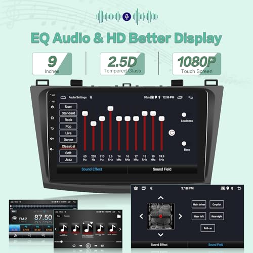 Radio para auto EKAT para Mazda 3 2009-2013 pantalla táctil 9'' miniatura 6