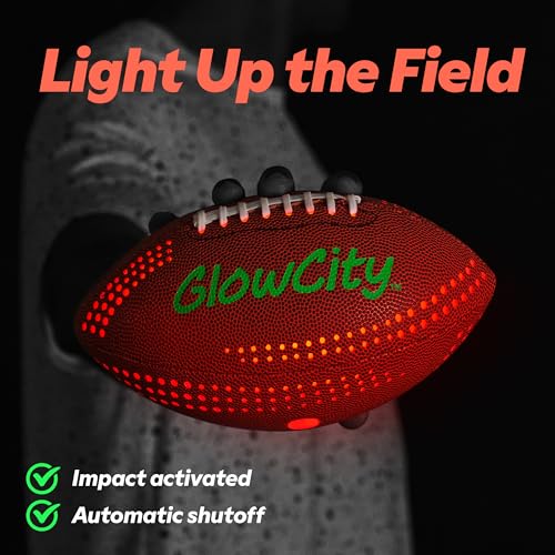 image for GlowCity LED PU Football with Air Pump - Size 6 - Brown