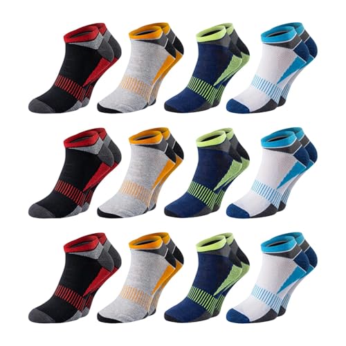 Chili Lifestyle COLOR AirGrip Sneaker Socken Damen und Herren, kurze Sportsocken, Weichbund, Baumwolle, 12 Paar, mehrfarbig bunt, 39-42 / 43-46