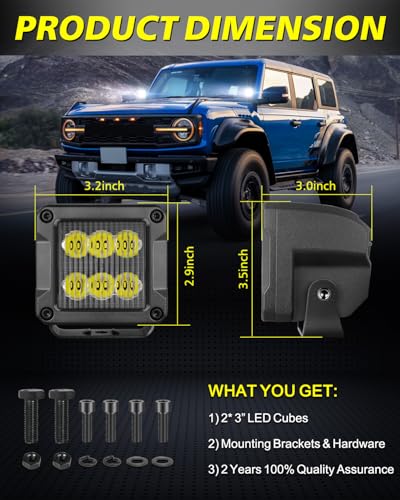 Image of 3 Inch LED Pods 120W CREE LED Cubes 3x3 Offroad Driving Lights | Driving Flood Beam, High Intensity CREE LEDs Square LED Cube Lights Ditch lights for Truck Pickup Motorcycle SUV UTV ATV