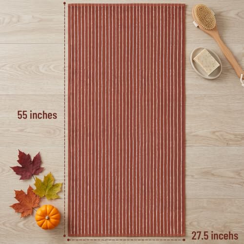 Image of Terracotta Striped Bath Towels Set of 2, Fall Bathroom Decor & Shower Towel