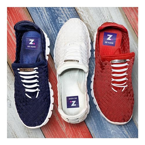 Image of Zee Alexis Women's Danielle Sneakers | Breathable Lightweight Flexible Casual Comfortable Slip-On No-Tie Elastic Laces Woven Shoes