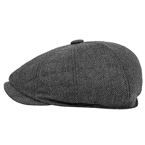 Bymnszz Classic Newsboy Hat Flat Caps For Men Women Vintage Cabbie Gatsby Cap Winter Herringbone Hat Ivy Hat (Black) #TOP1