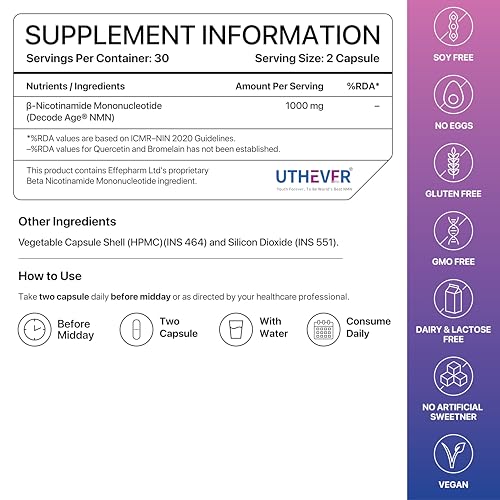 Image of NMN Supplement 1000mg | 99% Pure NMN for Anti-Aging, NAD+ Boost & Cellular Energy | High Absorption Nicotinamide Mononucleotide | Longevity & DNA Repair Support | Decode Age