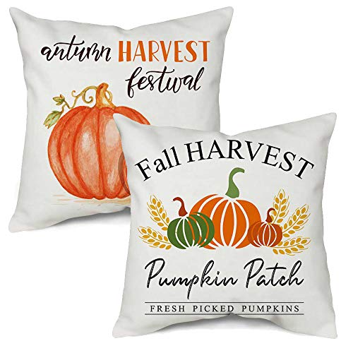Fall Decor Pumpkin Throw Pillow Cover 18X18 Inch, Autumn Harvest Festival Thanksgiving Decorative Pillowcases Porch Cushion For Couch, Sofa (Without Insert) #TOP9