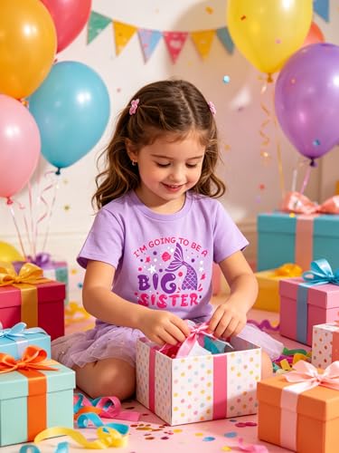 Image of Funnycokid Big Sister Shirts for Girls Pregnancy Announcement Toddler Promoted to T-Shirt 1-7 Years